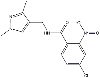 4-chloro-N-[(1,3-dimethyl-1H-pyrazol-4-yl)methyl]-2-nitrobenzamide Struktur