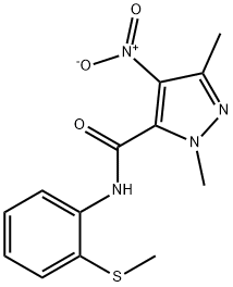 4-nitro-1,3-dimethyl-N-[2-(methylsulfanyl)phenyl]-1H-pyrazole-5-carboxamide Struktur