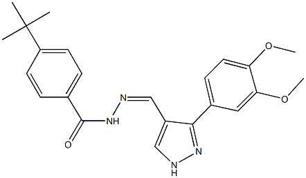 4-tert-butyl-N'-{[3-(3,4-dimethoxyphenyl)-1H-pyrazol-4-yl]methylene}benzohydrazide Struktur