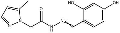 N'-(2,4-dihydroxybenzylidene)-2-(5-methyl-1H-pyrazol-1-yl)acetohydrazide Struktur