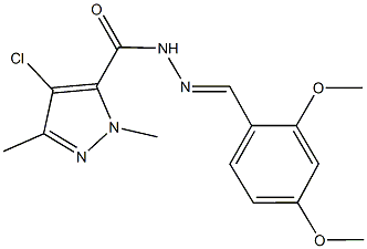 4-chloro-N'-(2,4-dimethoxybenzylidene)-1,3-dimethyl-1H-pyrazole-5-carbohydrazide Struktur