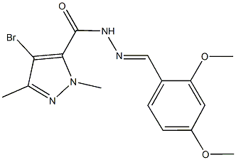 4-bromo-N'-(2,4-dimethoxybenzylidene)-1,3-dimethyl-1H-pyrazole-5-carbohydrazide Struktur