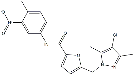 5-[(4-chloro-3,5-dimethyl-1H-pyrazol-1-yl)methyl]-N-{3-nitro-4-methylphenyl}-2-furamide Struktur