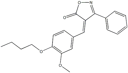 4-(4-butoxy-3-methoxybenzylidene)-3-phenyl-5(4H)-isoxazolone Struktur