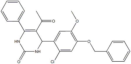 5-acetyl-4-[4-(benzyloxy)-2-chloro-5-methoxyphenyl]-6-phenyl-3,4-dihydro-2(1H)-pyrimidinone Struktur