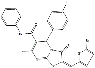 2-[(5-bromo-2-thienyl)methylene]-5-(4-fluorophenyl)-7-methyl-3-oxo-N-phenyl-2,3-dihydro-5H-[1,3]thiazolo[3,2-a]pyrimidine-6-carboxamide Struktur