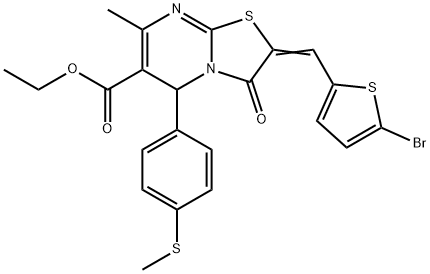 ethyl 2-[(5-bromo-2-thienyl)methylene]-7-methyl-5-[4-(methylsulfanyl)phenyl]-3-oxo-2,3-dihydro-5H-[1,3]thiazolo[3,2-a]pyrimidine-6-carboxylate Struktur