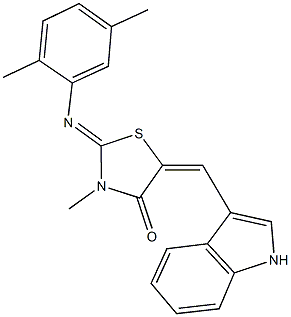 2-[(2,5-dimethylphenyl)imino]-5-(1H-indol-3-ylmethylene)-3-methyl-1,3-thiazolidin-4-one Struktur