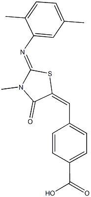 4-({2-[(2,5-dimethylphenyl)imino]-3-methyl-4-oxo-1,3-thiazolidin-5-ylidene}methyl)benzoic acid Struktur