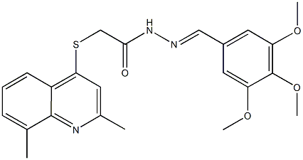 2-[(2,8-dimethyl-4-quinolinyl)sulfanyl]-N'-(3,4,5-trimethoxybenzylidene)acetohydrazide Struktur