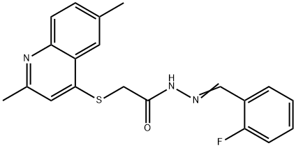 2-[(2,6-dimethyl-4-quinolinyl)sulfanyl]-N'-(2-fluorobenzylidene)acetohydrazide Struktur