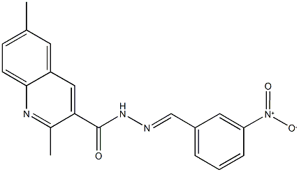 N'-{3-nitrobenzylidene}-2,6-dimethyl-3-quinolinecarbohydrazide Struktur