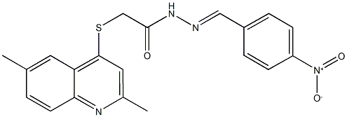 2-[(2,6-dimethyl-4-quinolinyl)sulfanyl]-N'-{4-nitrobenzylidene}acetohydrazide Struktur