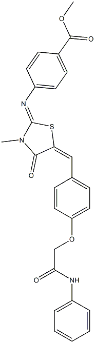 methyl 4-({5-[4-(2-anilino-2-oxoethoxy)benzylidene]-3-methyl-4-oxo-1,3-thiazolidin-2-ylidene}amino)benzoate Struktur