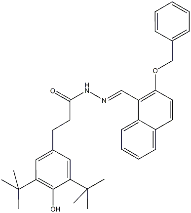 N'-{[2-(benzyloxy)-1-naphthyl]methylene}-3-(3,5-ditert-butyl-4-hydroxyphenyl)propanohydrazide Struktur