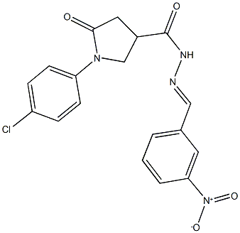 1-(4-chlorophenyl)-N'-{3-nitrobenzylidene}-5-oxo-3-pyrrolidinecarbohydrazide Struktur