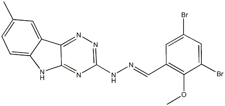 3,5-dibromo-2-(methyloxy)benzaldehyde (8-methyl-5H-[1,2,4]triazino[5,6-b]indol-3-yl)hydrazone Struktur