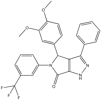 4-(3,4-dimethoxyphenyl)-3-phenyl-5-[3-(trifluoromethyl)phenyl]-4,5-dihydropyrrolo[3,4-c]pyrazol-6(1H)-one Struktur