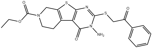 ethyl 3-amino-4-oxo-2-[(2-oxo-2-phenylethyl)sulfanyl]-3,5,6,8-tetrahydropyrido[4',3':4,5]thieno[2,3-d]pyrimidine-7(4H)-carboxylate Struktur