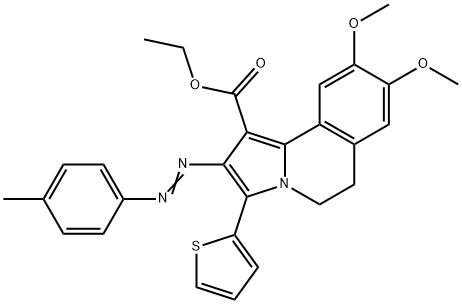 ethyl 8,9-dimethoxy-2-[(4-methylphenyl)diazenyl]-3-(2-thienyl)-5,6-dihydropyrrolo[2,1-a]isoquinoline-1-carboxylate Struktur