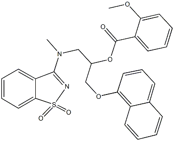 2-[(1,1-dioxido-1,2-benzisothiazol-3-yl)(methyl)amino]-1-[(1-naphthyloxy)methyl]ethyl 2-methoxybenzoate Struktur