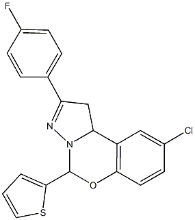 9-chloro-2-(4-fluorophenyl)-5-thien-2-yl-1,10b-dihydropyrazolo[1,5-c][1,3]benzoxazine Struktur