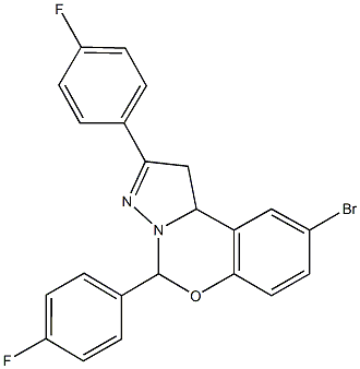 9-bromo-2,5-bis(4-fluorophenyl)-1,10b-dihydropyrazolo[1,5-c][1,3]benzoxazine Struktur