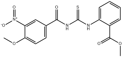 methyl 2-{[({3-nitro-4-methoxybenzoyl}amino)carbothioyl]amino}benzoate Struktur