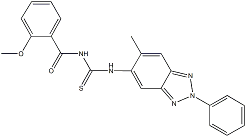 N-(2-methoxybenzoyl)-N'-(6-methyl-2-phenyl-2H-1,2,3-benzotriazol-5-yl)thiourea Struktur