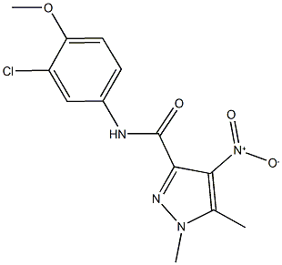 N-(3-chloro-4-methoxyphenyl)-4-nitro-1,5-dimethyl-1H-pyrazole-3-carboxamide Struktur