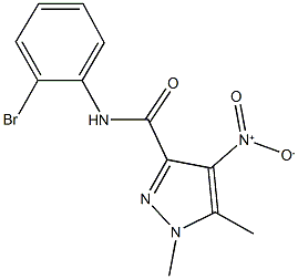 N-(2-bromophenyl)-4-nitro-1,5-dimethyl-1H-pyrazole-3-carboxamide Struktur