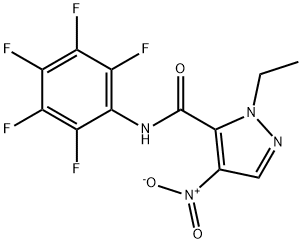 1-ethyl-4-nitro-N-(2,3,4,5,6-pentafluorophenyl)-1H-pyrazole-5-carboxamide Struktur