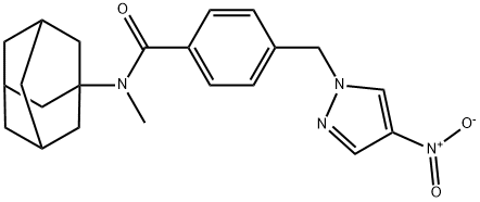 N-(1-adamantyl)-4-({4-nitro-1H-pyrazol-1-yl}methyl)-N-methylbenzamide Struktur