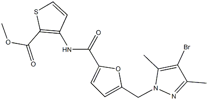 methyl 3-({5-[(4-bromo-3,5-dimethyl-1H-pyrazol-1-yl)methyl]-2-furoyl}amino)-2-thiophenecarboxylate Struktur