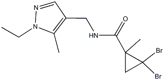 2,2-dibromo-N-[(1-ethyl-5-methyl-1H-pyrazol-4-yl)methyl]-1-methylcyclopropanecarboxamide Struktur