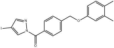 1-{4-[(3,4-dimethylphenoxy)methyl]benzoyl}-4-iodo-1H-pyrazole Struktur