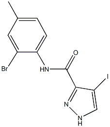 N-(2-bromo-4-methylphenyl)-4-iodo-1H-pyrazole-3-carboxamide Struktur