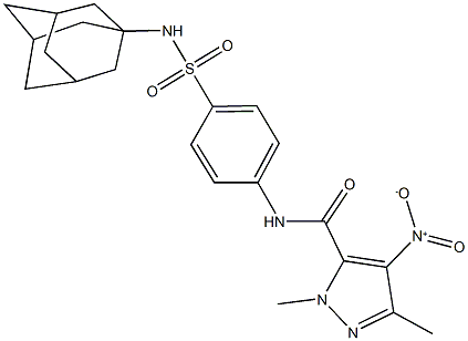 N-{4-[(1-adamantylamino)sulfonyl]phenyl}-4-nitro-1,3-dimethyl-1H-pyrazole-5-carboxamide Struktur