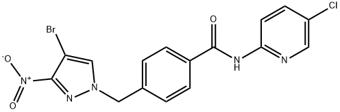 4-({4-bromo-3-nitro-1H-pyrazol-1-yl}methyl)-N-(5-chloro-2-pyridinyl)benzamide Struktur