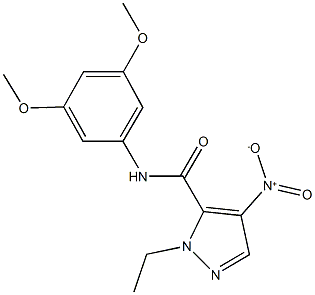 N-(3,5-dimethoxyphenyl)-1-ethyl-4-nitro-1H-pyrazole-5-carboxamide Struktur