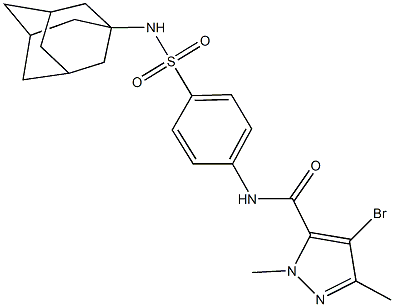 N-{4-[(1-adamantylamino)sulfonyl]phenyl}-4-bromo-1,3-dimethyl-1H-pyrazole-5-carboxamide Struktur