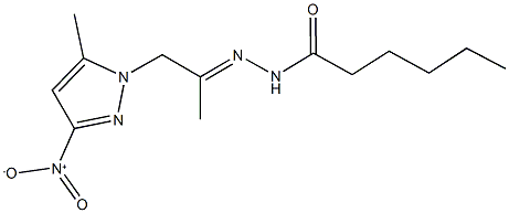 N'-(2-{3-nitro-5-methyl-1H-pyrazol-1-yl}-1-methylethylidene)hexanohydrazide Struktur