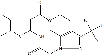 isopropyl 4,5-dimethyl-2-({[5-methyl-3-(trifluoromethyl)-1H-pyrazol-1-yl]acetyl}amino)-3-thiophenecarboxylate Struktur