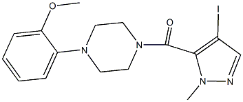 1-[(4-iodo-1-methyl-1H-pyrazol-5-yl)carbonyl]-4-(2-methoxyphenyl)piperazine Struktur