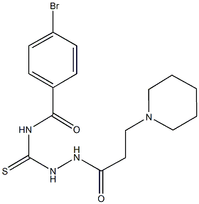 4-bromo-N-({2-[3-(1-piperidinyl)propanoyl]hydrazino}carbothioyl)benzamide Struktur