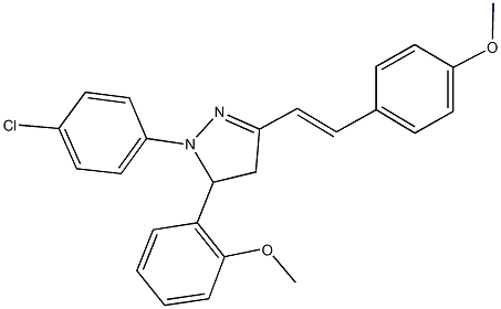 1-(4-chlorophenyl)-5-(2-methoxyphenyl)-3-[2-(4-methoxyphenyl)vinyl]-4,5-dihydro-1H-pyrazole Struktur