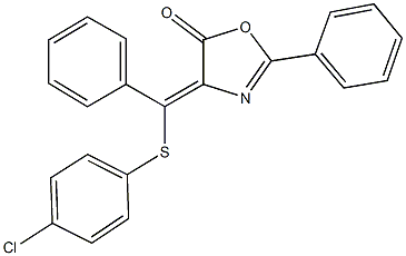 4-[[(4-chlorophenyl)sulfanyl](phenyl)methylene]-2-phenyl-1,3-oxazol-5(4H)-one Struktur