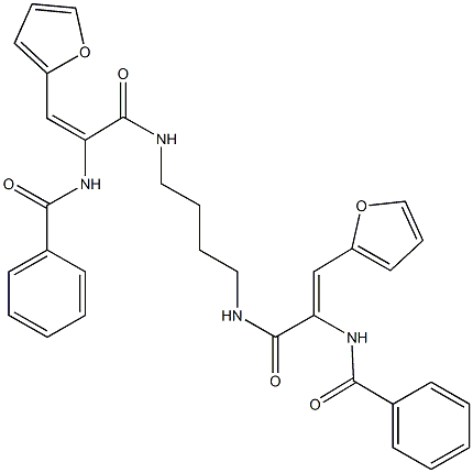 N-[1-{[(4-{[2-(benzoylamino)-3-(2-furyl)acryloyl]amino}butyl)amino]carbonyl}-2-(2-furyl)vinyl]benzamide Struktur