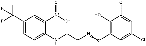 2,4-dichloro-6-[({2-[2-nitro-4-(trifluoromethyl)anilino]ethyl}imino)methyl]phenol Struktur