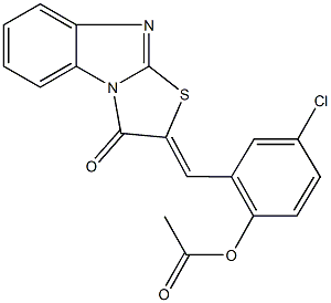 4-chloro-2-[(3-oxo[1,3]thiazolo[3,2-a]benzimidazol-2(3H)-ylidene)methyl]phenyl acetate Struktur